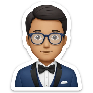 man with bowtie, jacket and glasses sticker