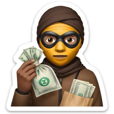 Ladrão com saco de dinheiro emoji eveito Mandela sticker
