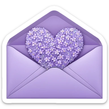 a closed pastel lavender lilac flowers heart shiny sparkly glittery aesthetic romantic vintage envelope  sticker