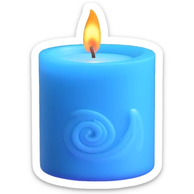 sky blue scented candle with a gentle swirl of scented vapor above sticker
