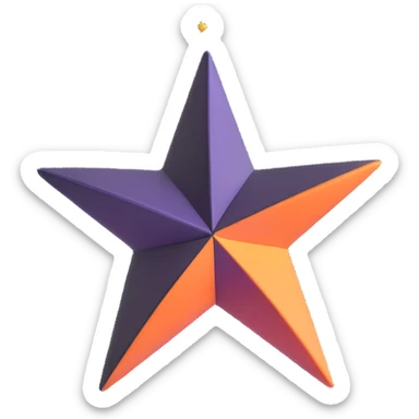 vibrant 4-pointed star, three-dimensional, cartoon style, white background, perspective view, highly saturated colors, detailed, floating in space, lively and dynamic sticker