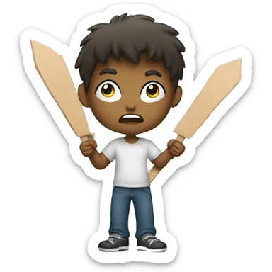 angry boy holding up a picket sign sticker