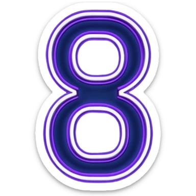 Neon sign in the form of numbers "18+" in dark purple and dark blue tones sticker