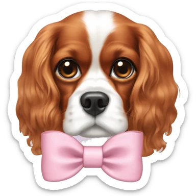 Light pink bow on Cavalier King Charles Spaniel  dog head sticker