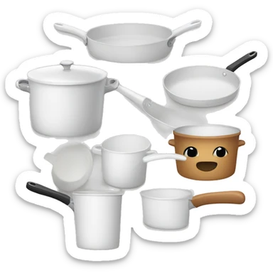 White pots and pans sticker