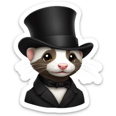 Ferret with top hat sticker