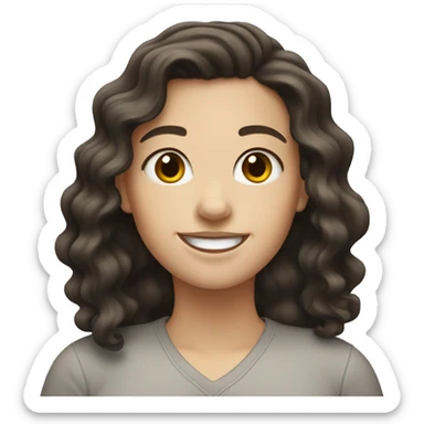 white girl with wavy dark hair smiling  sticker