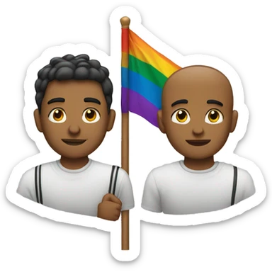 Two mens with pride flag sticker