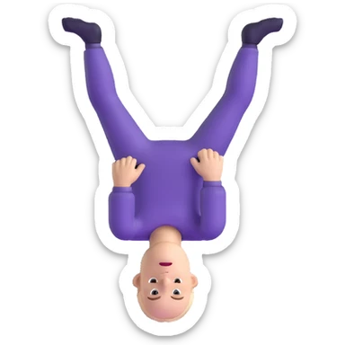 a white person with their body turned upside down on a black background sticker