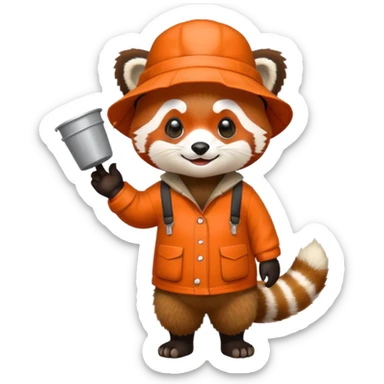 red panda wearing bucket hat, full body sticker