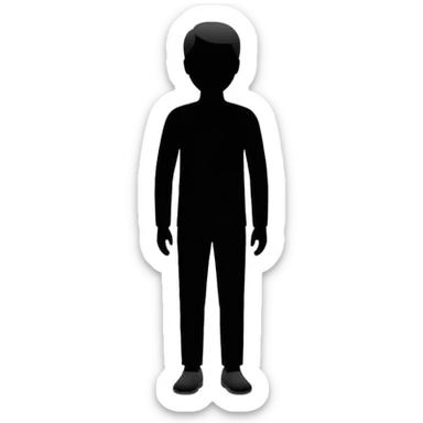 Minimalistic flat vector icon, iOS style, thin black outline on white background. Person silhouette. Black, completely monochrome, matte.  sticker