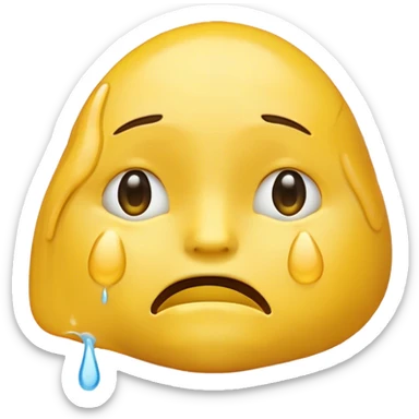 crying usual emoji whit tears flying sideway sticker