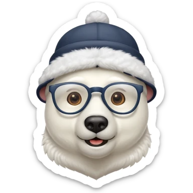 polar bear wearing glasses and a hat sticker