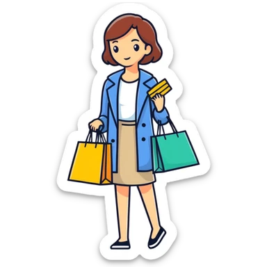 Lady with shopping bag sticker
