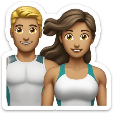 fitness coach female and male sticker