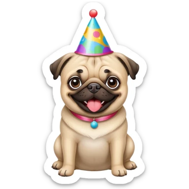 Pug saying happy birthday sticker