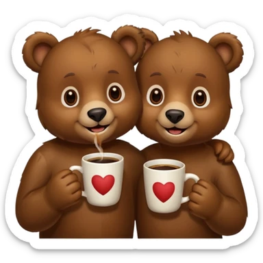 bears drinking coffee  sticker