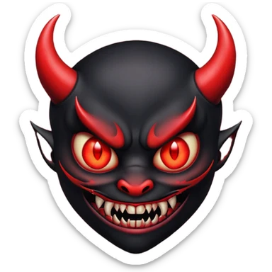 devil emoji in gothic style with black and crimson colors, sharp fangs, glowing eyes, dramatic shadows sticker