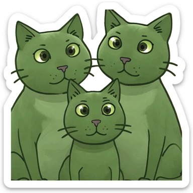 three cats sitting together  sticker