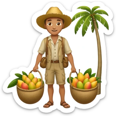 HOMBRE VENDEDOR DE MANGOS CUERPO COMPLETO CON ROPA DE CAMPO sticker