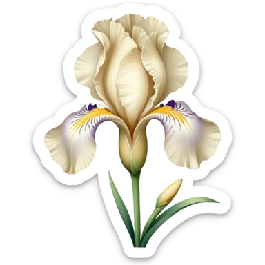 single Cream Iris, straight stem sticker