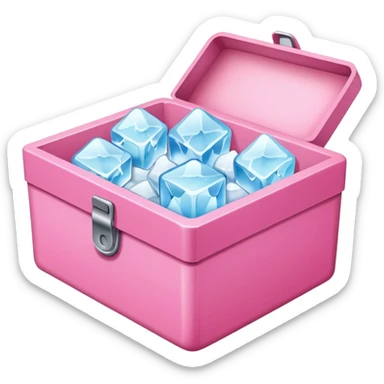 a rectangle pink box with ice sticker
