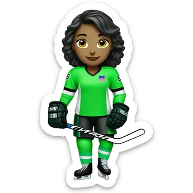Girl ice Hockey player neon green sticker