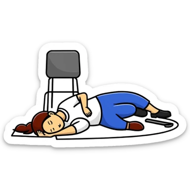 woman labour worker passed out on the floor sticker
