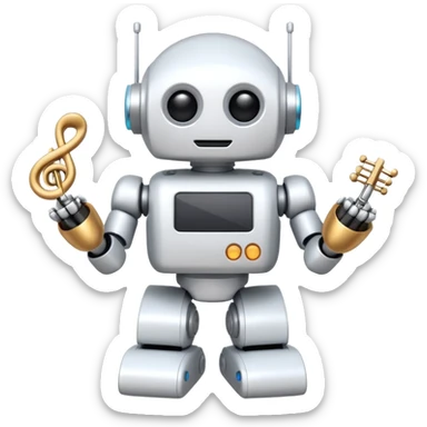 robot cartoon simple kid toy white innocent funny gudget chatGPT round adorable musical sticker