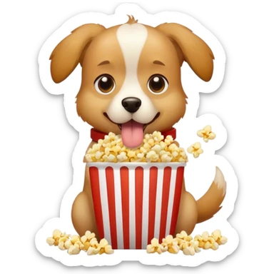 Dog eating popcorn  sticker