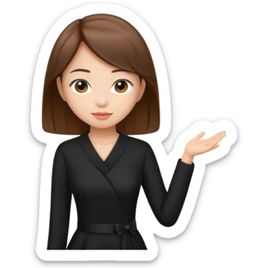 asian young woman brown-haired in black daily dress  sticker