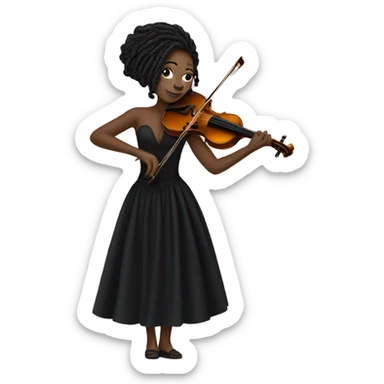 black girl with locs playing the violin in black concert gown sticker