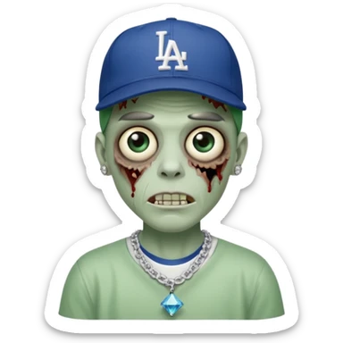 Zombie con gorra de los Dodgers y cadena con diamantes  sticker
