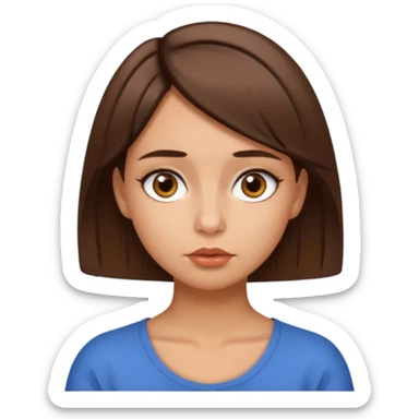 Girl w short brown hair brown eyes and a slight tan doing duck face hair tucked behind ears straight hair sticker