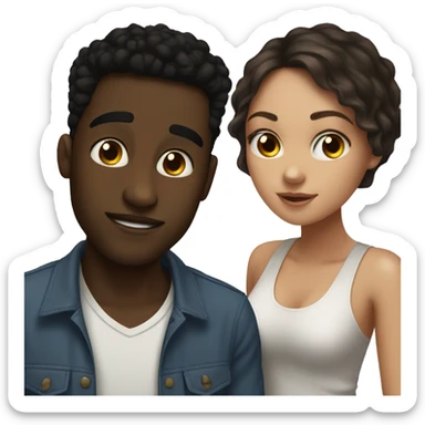 Black bf and white brunette gf sticker