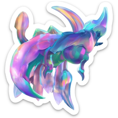 Epic complex iridescent aesthetic-Fakémon-creature-scenery sticker