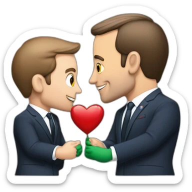 Macron qui fait un bisou au presid1n de la palestin sticker