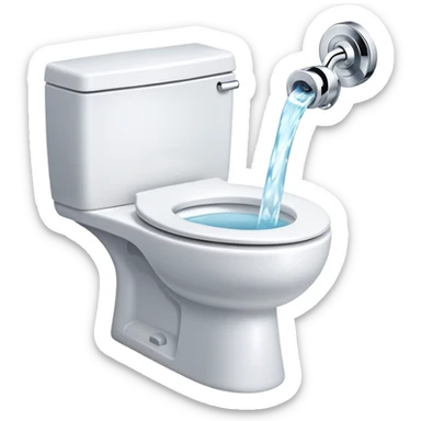 sparkling clean toilet with water swirling, simple and expressive sticker