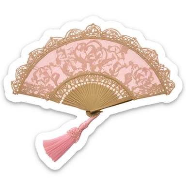 pink rococo hand fan sticker