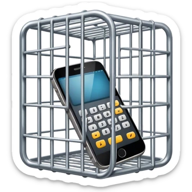 a mobile phone locked in cage sticker