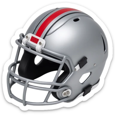 Ohio State Buckeyes football helmet, silver with red stripe, skeuomorphism icon style sticker