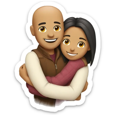 couple hug with warm smiles sticker