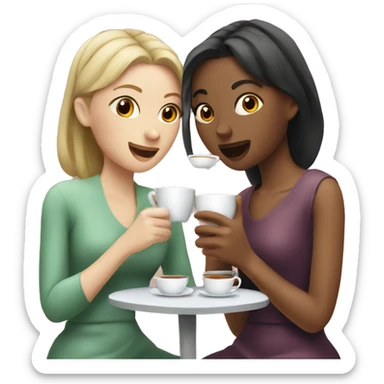Three  girls drinking tea gossip  sticker