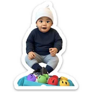 boy in hat indoors sticker