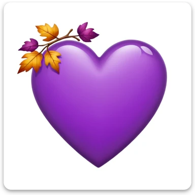 purple heart with a falling leaves motif sticker