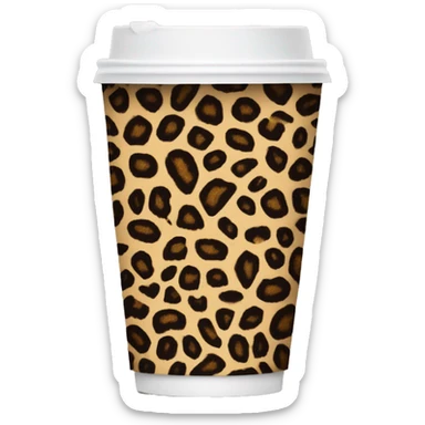 Single Realistic tall leopard print pattern design on a take away coffee cup. sticker