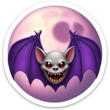 realistic full moon with evil face vampire bat purple dripping wings sticker