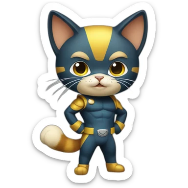 cat in a wonder wolverine costume sticker