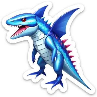 Shiny Exotic Colorful epic Sharpedo-Garchomp-Gabite-Salamence-Koraidon-Gyarados-Fakémon-hybrid-creature (full body)  sticker