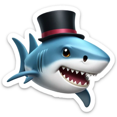 Shark with a top hat sticker